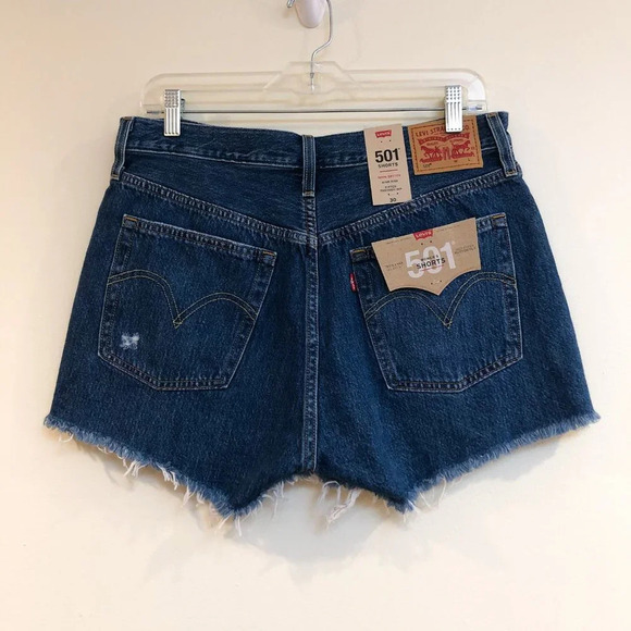 Levi's 501 Distressed High Rise Medium Wash Skinny Denim Shorts Women's 30 NWT - Picture 5 of 8